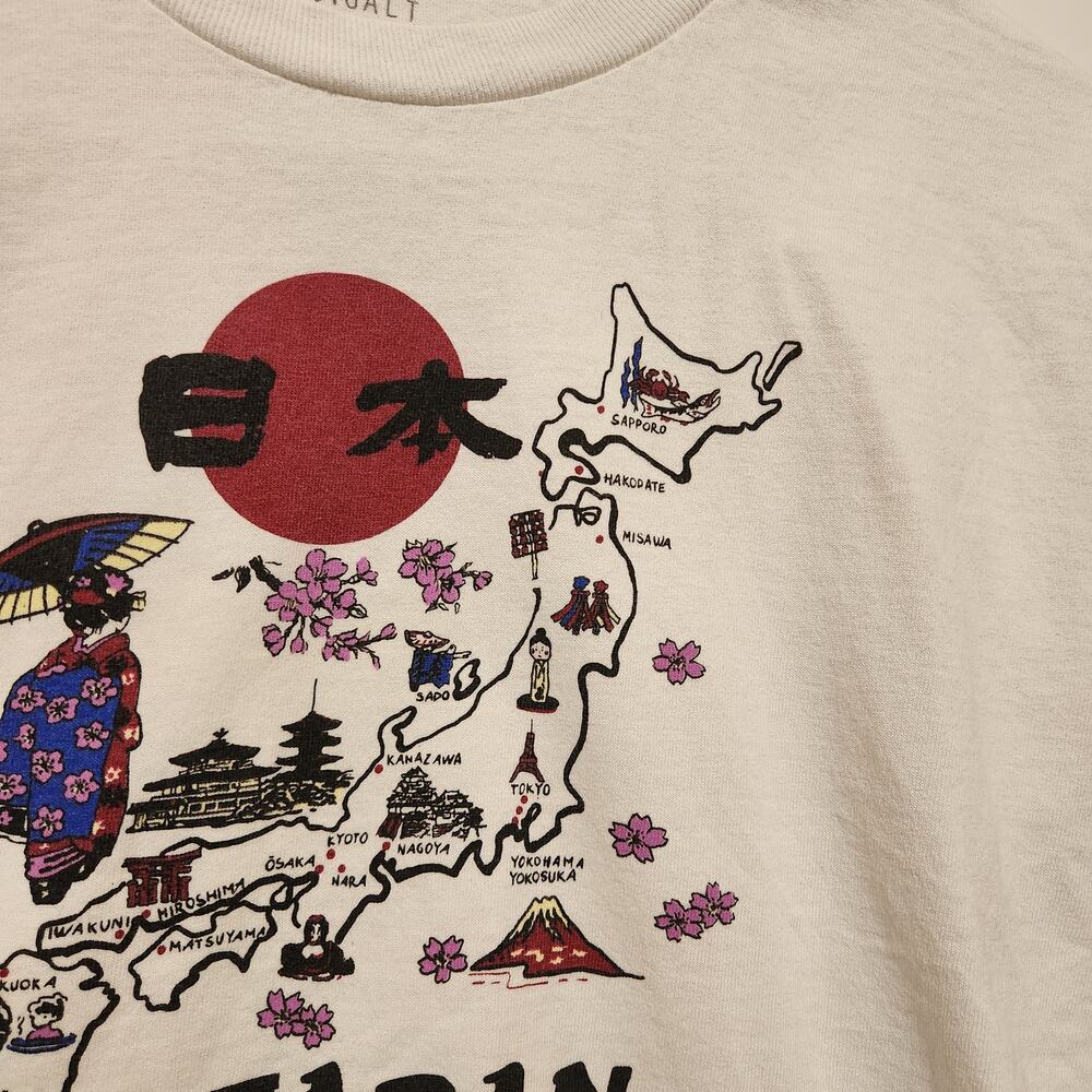 J. Galt White Cotton Short Sleeve Brandy Japan Graphic Tee Crop Top One Size - Picture 5 of 5